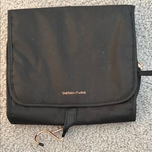 Black Toiletry Bag with Flap-over Closure